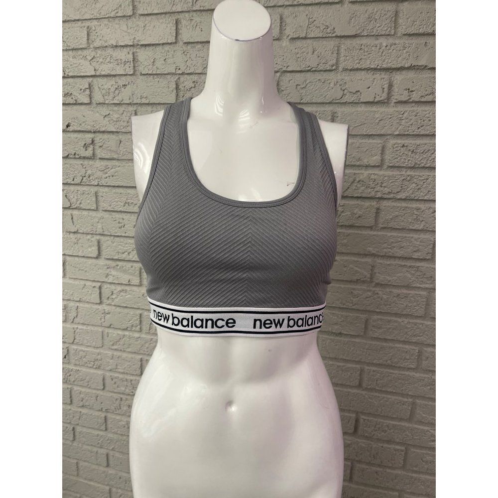 New Balance Gray Ribbed Sport Bra Size L